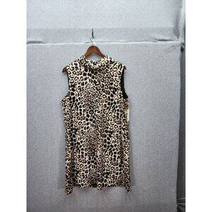 Alex Marie Leopard Print Sleeveless Shift Dress Size 16 New With Tags
